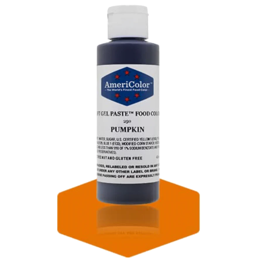 Food Colors - Americolor Soft Gel Paste - Pumpkin - Select Size - Food Color - AmeriColor - 4.5 oz - Americolor SoftGel Paste - Pumpkin - 250 - ALL,AmeriColor,color,edible,Food Color,Food Coloring,Food Colors,Gel,liquid food coloring,Paste,Promocode,Soft Gel Paste