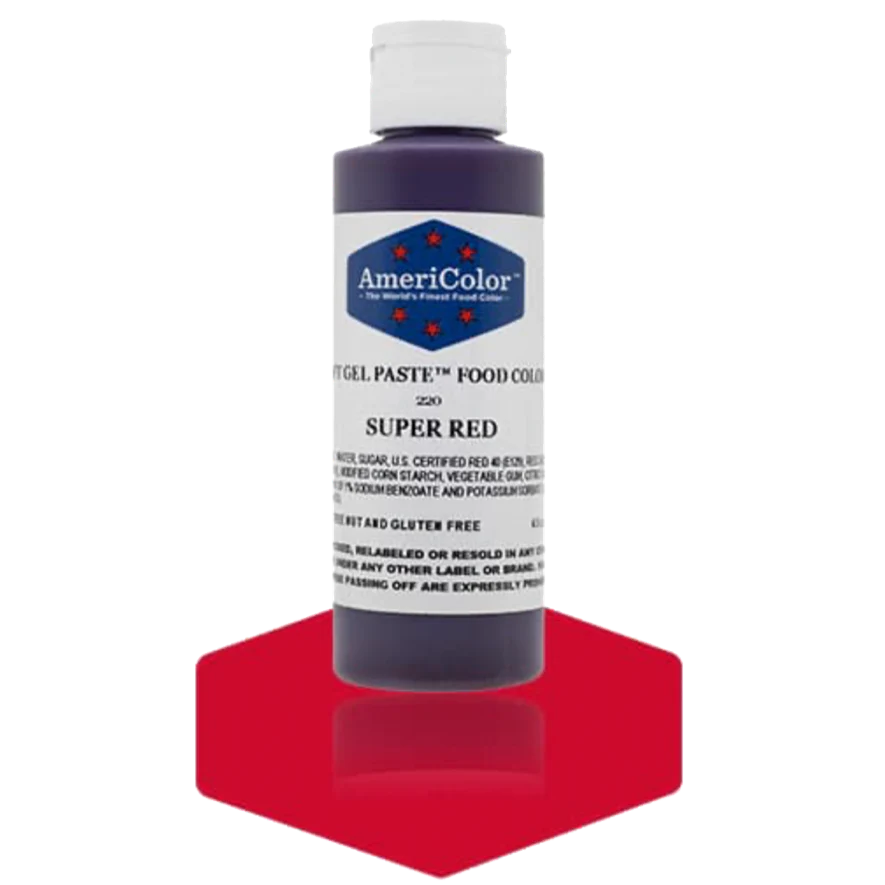 Food Colors - Americolor Soft Gel Paste - Super Red - Select Size - Food Color - AmeriColor - 4.5 oz - Americolor SoftGel Paste - Super Red - 220 - ALL,AmeriColor,color,edible,Food Color,Food Coloring,Food Colors,Gel,liquid food coloring,Paste,Promocode,Soft Gel Paste
