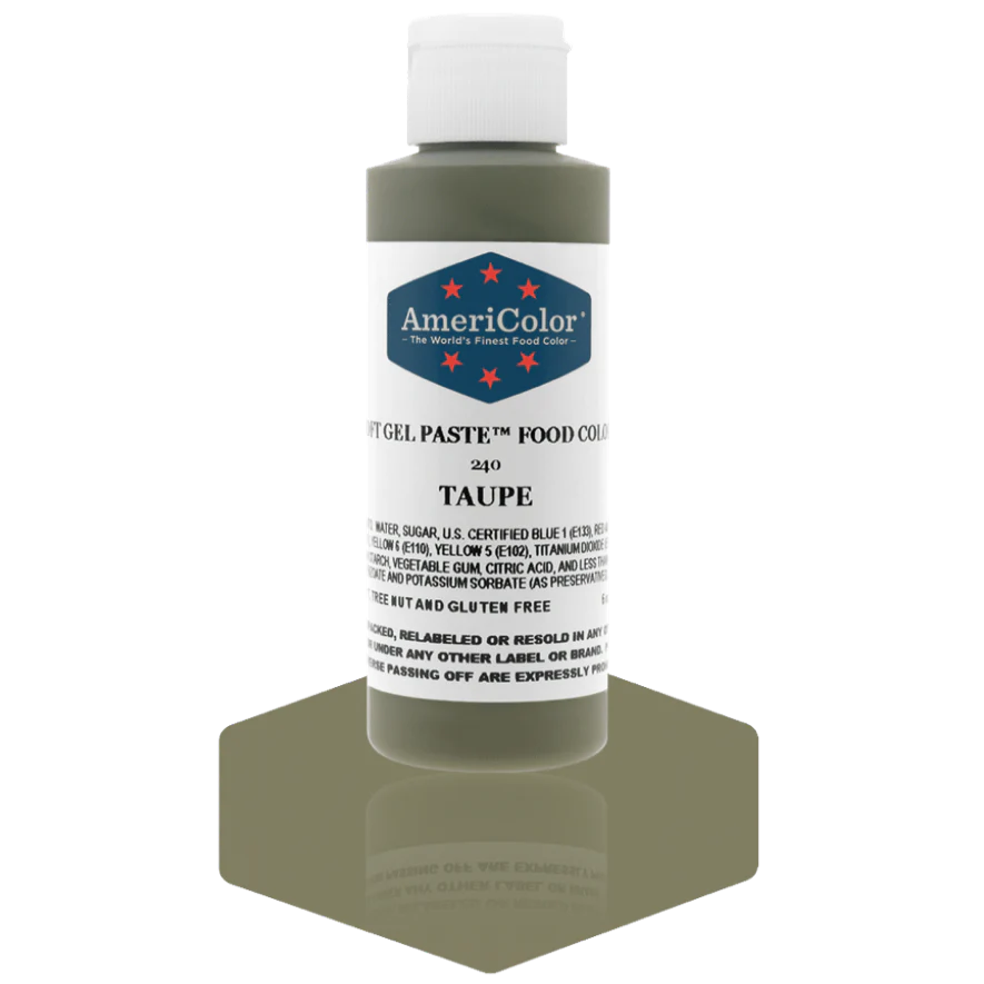 Food Colors - Americolor Soft Gel Paste - Taupe - Select Size - Food Color - AmeriColor - 4.5 oz - Americolor SoftGel Paste - Taupe- 240 - ALL,AmeriColor,color,edible,Food Color,Food Coloring,Food Colors,Gel,liquid food coloring,Paste,Promocode,Soft Gel Paste