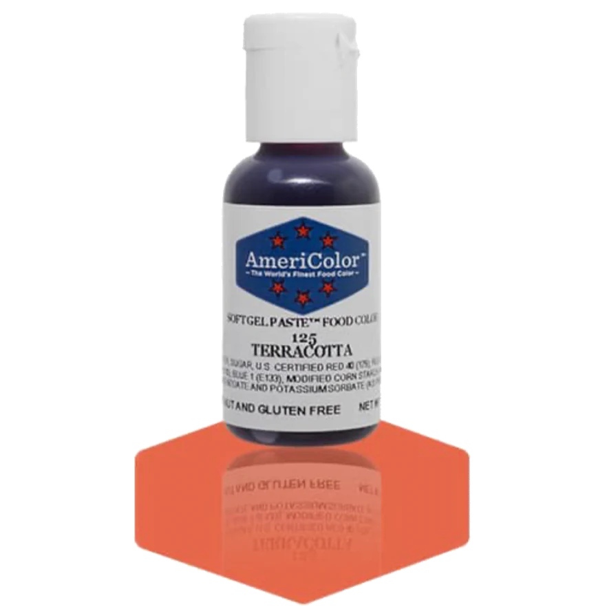 Food Colors - Americolor Soft Gel Paste - Terracotta - Select Size - Food Color - AmeriColor - 0.75oz - Americolor SoftGel Paste - Terracotta - 125 - ALL,AmeriColor,color,edible,Food Color,Food Coloring,Food Colors,Gel,liquid food coloring,Paste,Promocode,Soft Gel Paste