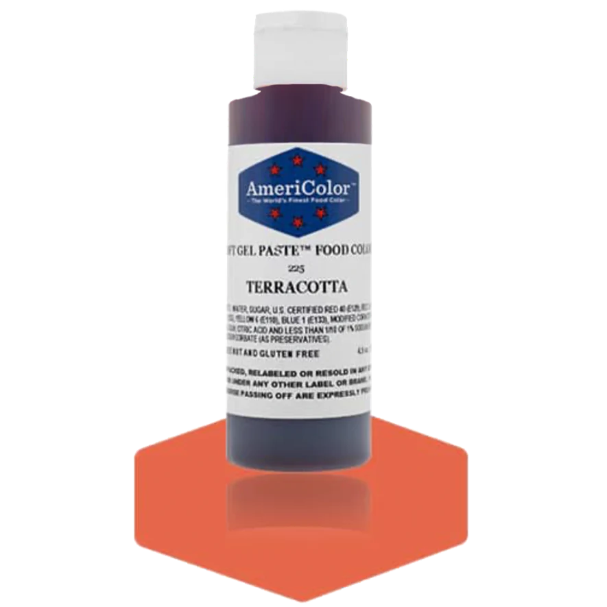 Food Colors - Americolor Soft Gel Paste - Terracotta - Select Size - Food Color - AmeriColor - 4.5 oz - Americolor SoftGel Paste - Terracotta - 225 - ALL,AmeriColor,color,edible,Food Color,Food Coloring,Food Colors,Gel,liquid food coloring,Paste,Promocode,Soft Gel Paste