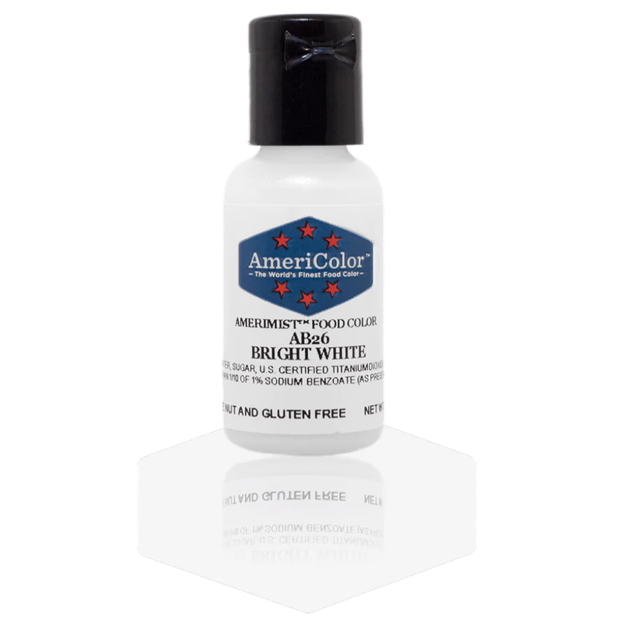 Food Colors - AmeriMist - Bright White - Select Size - Airbrush Food Color by: AmeriColor - AmeriColor - 0.65oz - AmeriMist - Bright White - AB26 - airbrush,ALL,AmeriColor,AmeriMist,color,edible,Food Color,Food Coloring,Food Colors,liquid food coloring,Promocode,spray-on