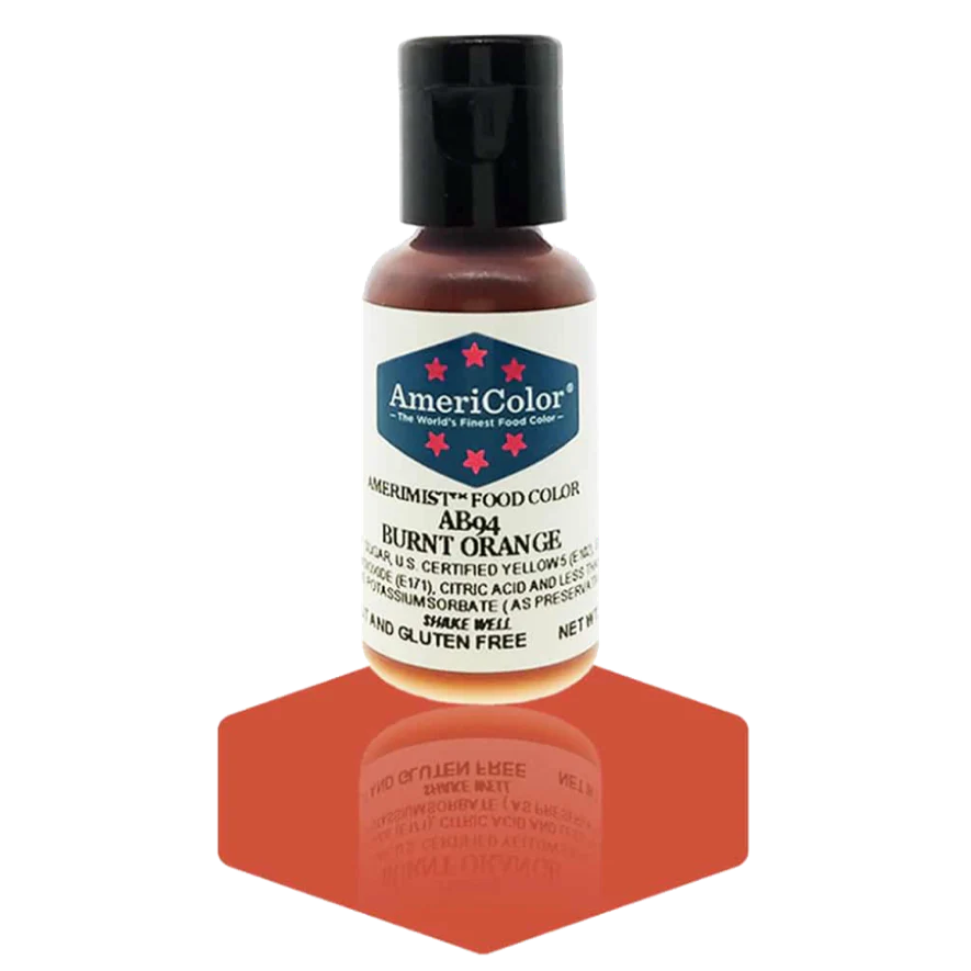Food Colors - AmeriMist - Burnt Orange - 0.65oz - AB94 - Airbrush Food Color by: AmeriColor - AmeriColor - - airbrush,ALL,AmeriColor,AmeriMist,color,edible,Food Color,Food Coloring,Food Colors,liquid food coloring,Promocode,spray-on