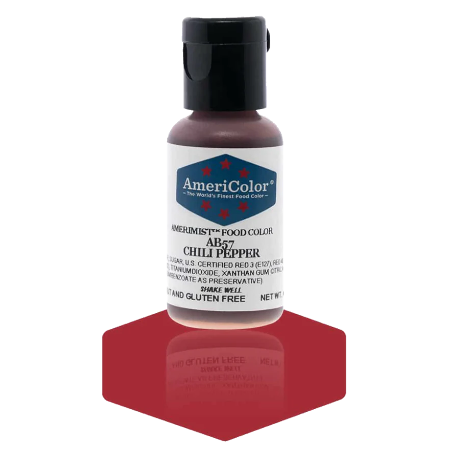 Food Colors - AmeriMist - Chili Pepper - 0.65oz - AB57 - Airbrush Food Color by: AmeriColor - AmeriColor - 0.65oz - AmeriMist - Chili Pepper - AB57 - airbrush, AmeriColor, AmeriMist, color, edible, Food Color, Food Coloring, Food Colors, liquid food coloring, Promocode, spray-on