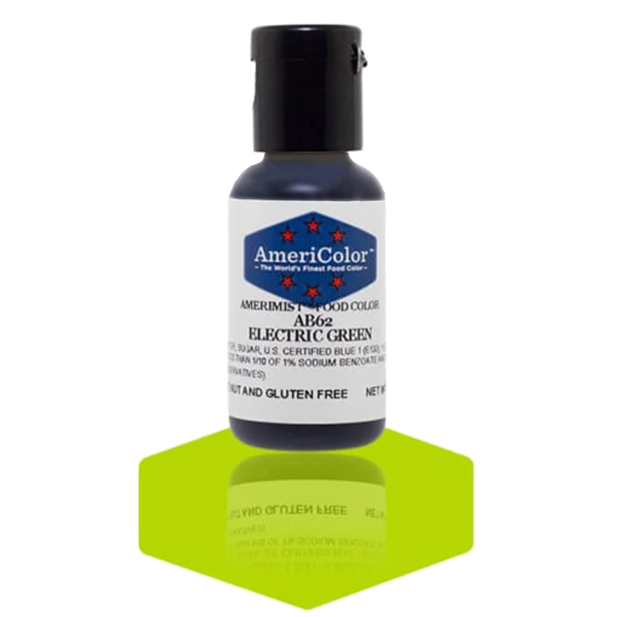 Food Colors - AmeriMist - Electric Green - 0.65oz - AB62 - Airbrush Food Color by: AmeriColor - AmeriColor - - airbrush,ALL,AmeriColor,AmeriMist,color,edible,Food Color,Food Coloring,Food Colors,liquid food coloring,Promocode,spray-on