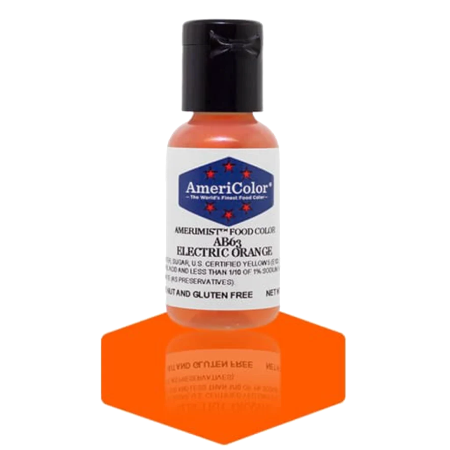 Food Colors - AmeriMist - Electric Orange - 0.65oz - AB63 - Airbrush Food Color by: AmeriColor - AmeriColor - - airbrush,ALL,AmeriColor,AmeriMist,color,edible,Food Color,Food Coloring,Food Colors,liquid food coloring,Promocode,spray-on