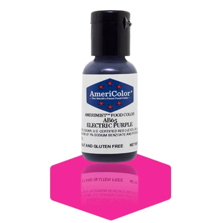 Food Colors - AmeriMist - Electric Purple - 0.65oz - AB65 - Airbrush Food Color by: AmeriColor - AmeriColor - - airbrush,ALL,AmeriColor,AmeriMist,color,edible,Food Color,Food Coloring,Food Colors,liquid food coloring,Promocode,spray-on