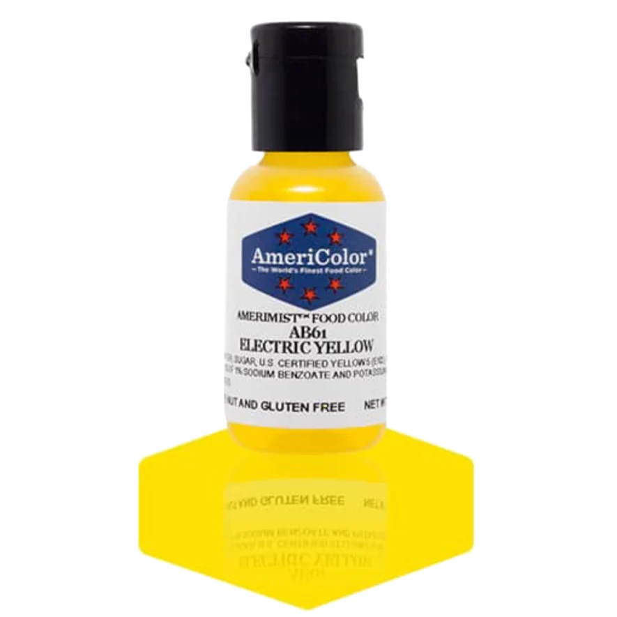 Food Colors - AmeriMist - Electric Yellow - 0.65oz - AB61 - Airbrush Food Color by: AmeriColor - AmeriColor - - airbrush,ALL,AmeriColor,AmeriMist,color,edible,Food Color,Food Coloring,Food Colors,liquid food coloring,Promocode,spray-on