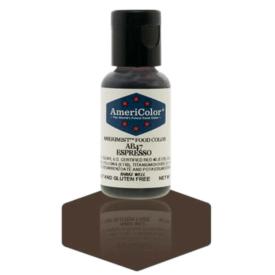 Food Colors - AmeriMist - Espresso- 0.65oz - AB47 - Airbrush Food Color by: AmeriColor - AmeriColor - - airbrush,ALL,AmeriColor,AmeriMist,color,edible,Food Color,Food Coloring,Food Colors,liquid food coloring,Promocode,spray-on