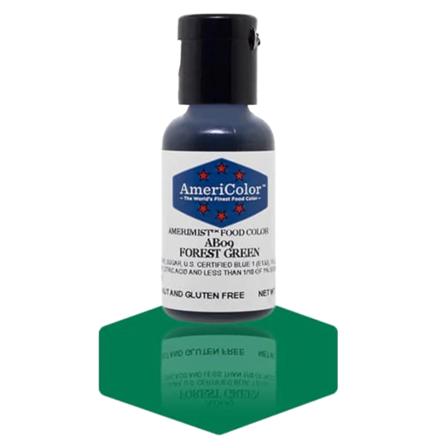 Food Colors - AmeriMist - Forest Green - 0.65oz - AB09 - Airbrush Food Color by: AmeriColor - AmeriColor - - airbrush,ALL,AmeriColor,AmeriMist,color,edible,Food Color,Food Coloring,Food Colors,liquid food coloring,Promocode,spray-on