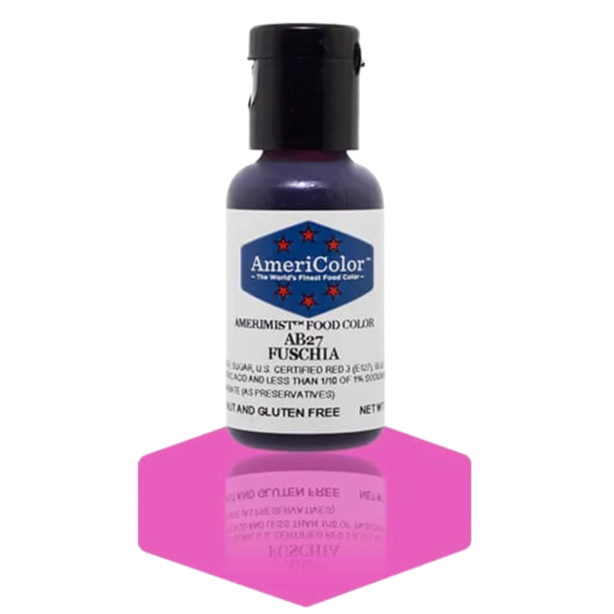 Food Colors - AmeriMist - Fuchsia - 0.65oz - AB27 - Airbrush Food Color by: AmeriColor - AmeriColor - 0.65oz - AmeriMist - Fuchsia - AB27 - airbrush, AmeriColor, AmeriMist, color, edible, Food Color, Food Coloring, Food Colors, Fuschia, liquid food coloring, Promocode, spray-on