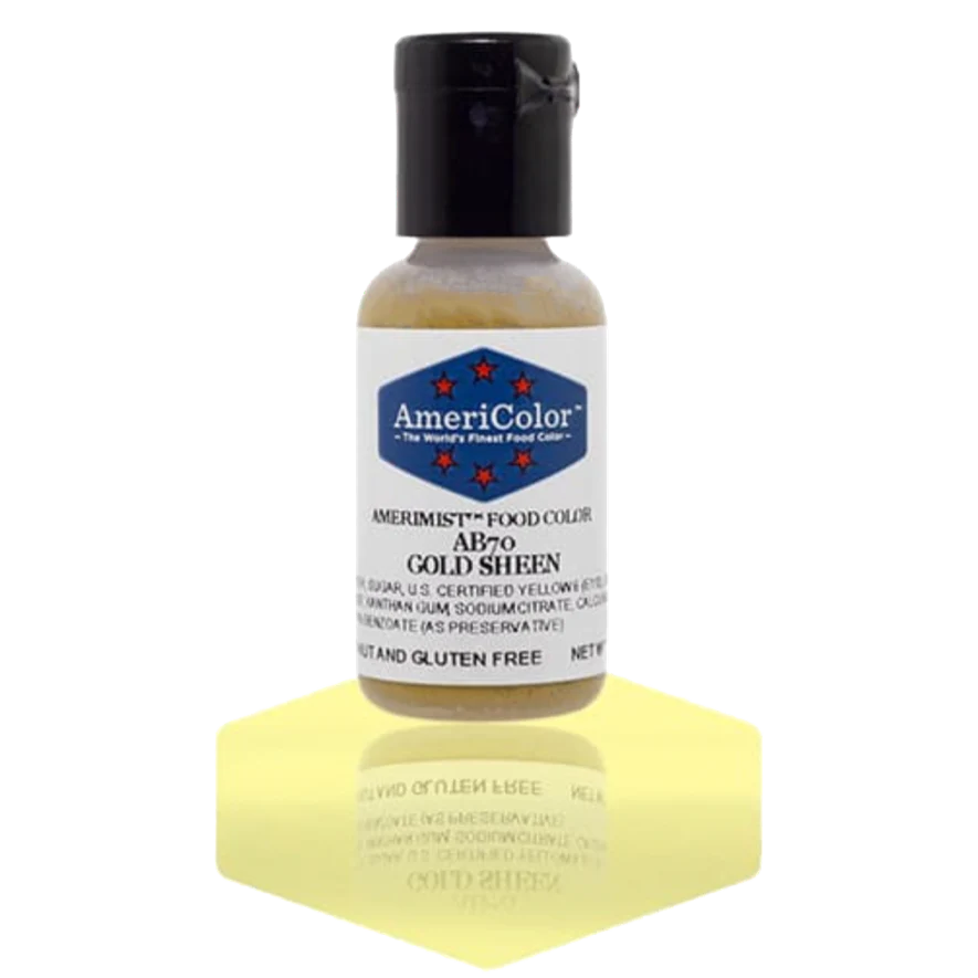 Food Colors - AmeriMist - Gold Sheen - 0.65oz - AB70 - Airbrush Food Color by: AmeriColor - AmeriColor - - airbrush,ALL,AmeriColor,AmeriMist,color,edible,Food Color,Food Coloring,Food Colors,liquid food coloring,Promocode,spray-on
