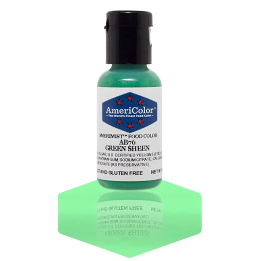 Food Colors - AmeriMist - Green Sheen - 0.65oz - AB76 - Airbrush Food Color by: AmeriColor - AmeriColor - - airbrush,ALL,AmeriColor,AmeriMist,color,edible,Food Color,Food Coloring,Food Colors,liquid food coloring,Promocode,spray-on