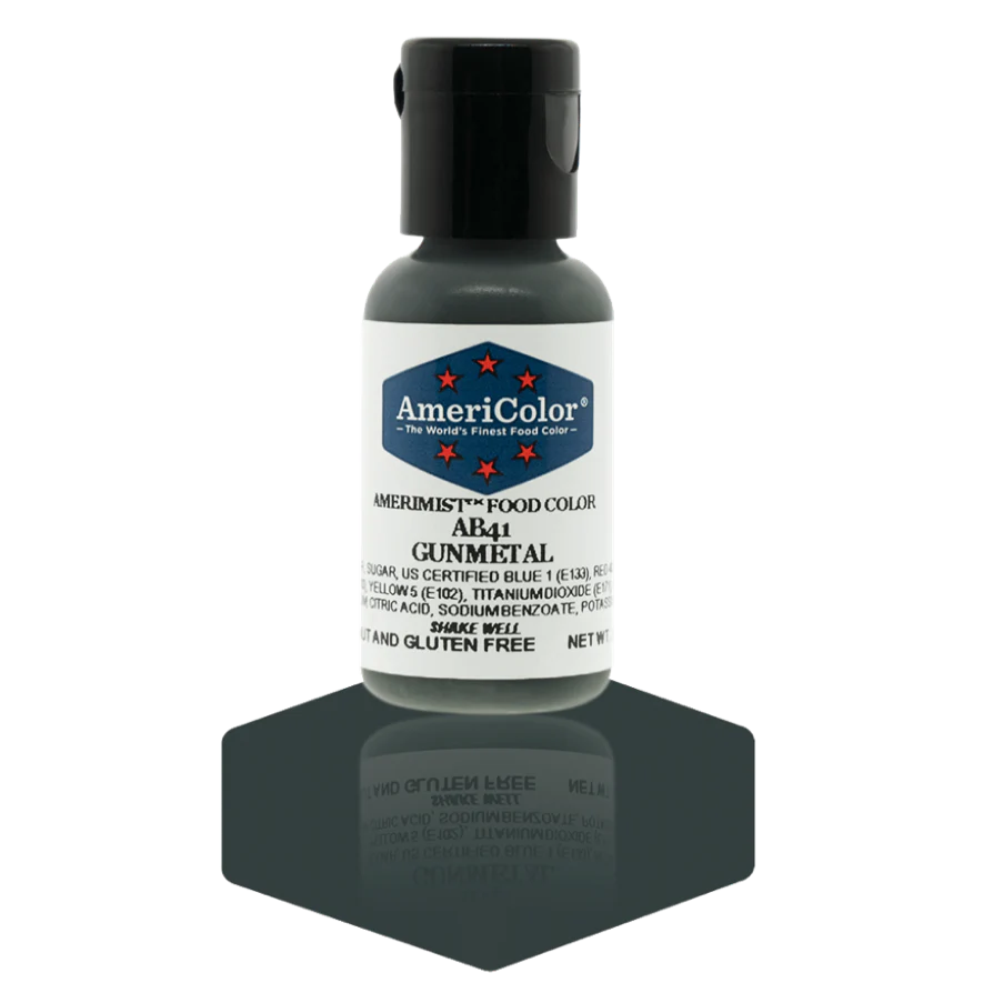 Food Colors - AmeriMist - Gunmetal - 0.65oz - AB41 - Airbrush Food Color by: AmeriColor - AmeriColor - - airbrush,ALL,AmeriColor,AmeriMist,color,edible,Food Color,Food Coloring,Food Colors,liquid food coloring,Promocode,spray-on