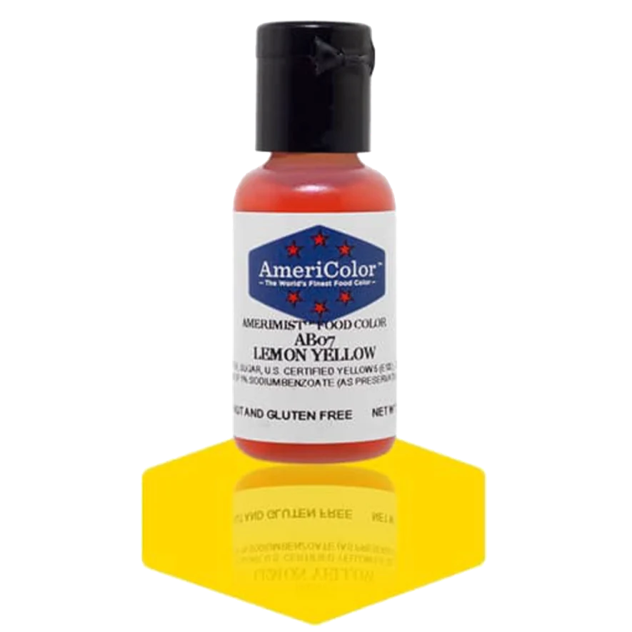 Food Colors - AmeriMist - Lemon Yellow - 0.65oz - AB07 - Airbrush Food Color by: AmeriColor - AmeriColor - 0.65oz - AmeriMist - Lemon Yellow - AB07 - airbrush, AmeriColor, AmeriMist, color, edible, Food Color, Food Coloring, Food Colors, liquid food coloring, Promocode, spray-on