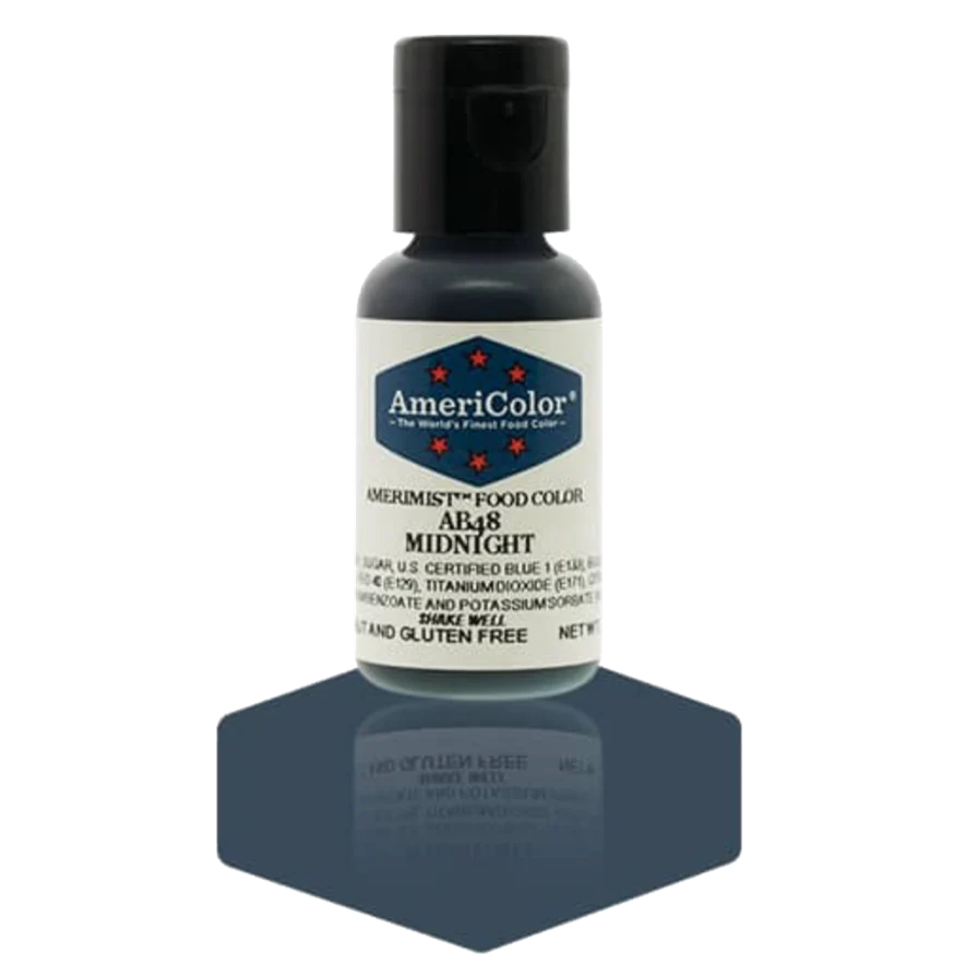 Food Colors - AmeriMist - Midnight - 0.65oz - AB48 - Airbrush Food Color by: AmeriColor - AmeriColor - - airbrush,ALL,AmeriColor,AmeriMist,color,edible,Food Color,Food Coloring,Food Colors,liquid food coloring,Promocode,spray-on