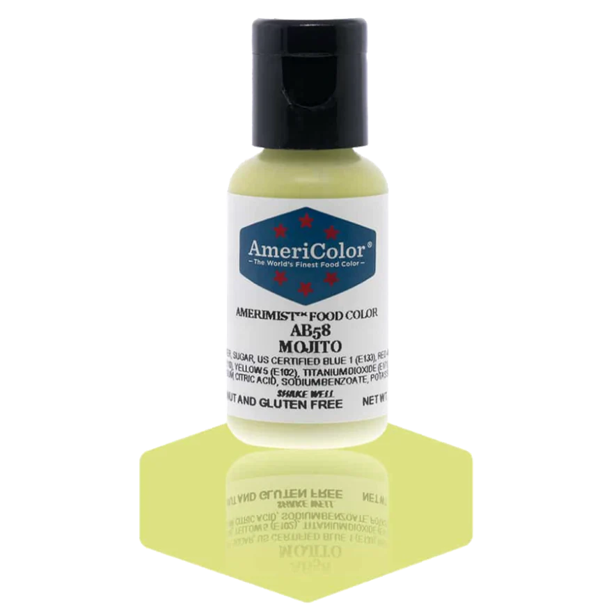 Food Colors - AmeriMist - Mojito - 0.65oz - AB58 - Airbrush Food Color by: AmeriColor - AmeriColor - - airbrush,ALL,AmeriColor,AmeriMist,color,edible,Food Color,Food Coloring,Food Colors,liquid food coloring,Promocode,spray-on