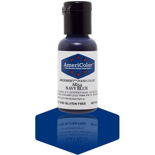 Food Colors - AmeriMist - Navy Blue - 0.65oz - AB34 - Airbrush Food Color by: AmeriColor - AmeriColor - 0.65oz - AmeriMist - Navy Blue- AB34 - airbrush, AmeriColor, AmeriMist, color, edible, Food Color, Food Coloring, Food Colors, liquid food coloring, Promocode, spray-on