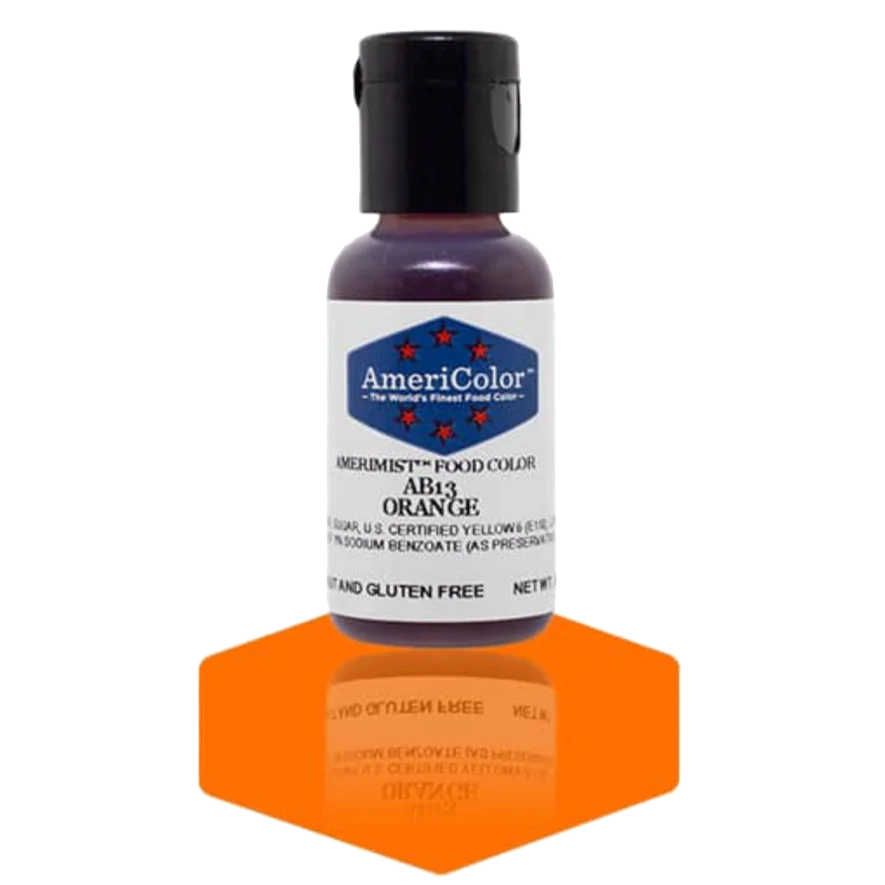 Food Colors - AmeriMist - Orange - 0.65oz - AB13 - Airbrush Food Color by: AmeriColor - AmeriColor - - airbrush,ALL,AmeriColor,AmeriMist,color,edible,Food Color,Food Coloring,Food Colors,liquid food coloring,Promocode,spray-on