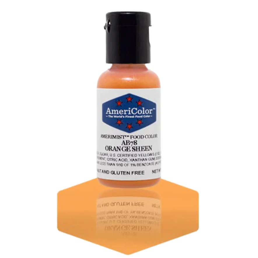 Food Colors - AmeriMist - Orange Sheen - 0.65oz - AB78 - Airbrush Food Color by: AmeriColor - AmeriColor - - airbrush,ALL,AmeriColor,AmeriMist,color,edible,Food Color,Food Coloring,Food Colors,liquid food coloring,Promocode,spray-on