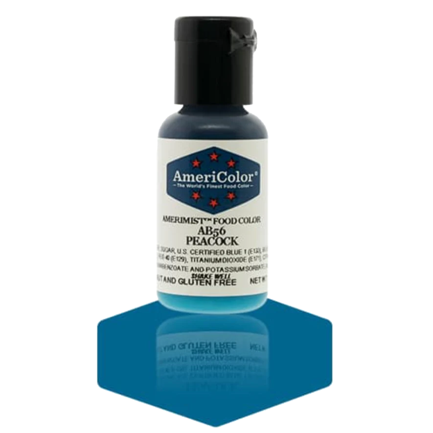 Food Colors - AmeriMist - Peacock - 0.65oz - AB56 - Airbrush Food Color by: AmeriColor - AmeriColor - - airbrush,ALL,AmeriColor,AmeriMist,color,edible,Food Color,Food Coloring,Food Colors,liquid food coloring,Promocode,spray-on