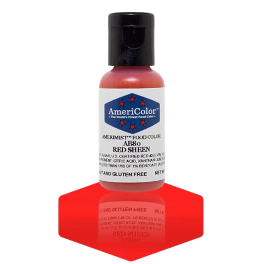 Food Colors - AmeriMist - Red Sheen - 0.65oz - AB80 - Airbrush Food Color by: AmeriColor - AmeriColor - - airbrush,ALL,AmeriColor,AmeriMist,color,edible,Food Color,Food Coloring,Food Colors,liquid food coloring,Promocode,spray-on