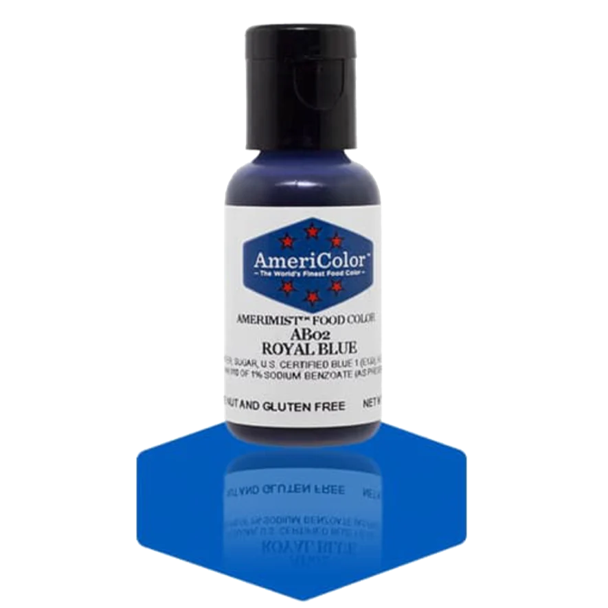 Food Colors - AmeriMist - Royal Blue - 0.65oz - AB02 - Airbrush Food Color by: AmeriColor - AmeriColor - 0.65oz - AmeriMist - Royal Blue - AB02 - airbrush, AmeriColor, AmeriMist, color, edible, Food Color, Food Coloring, Food Colors, liquid food coloring, Promocode, spray-on