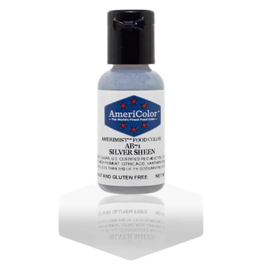Food Colors - AmeriMist - Silver Sheen - 0.65oz - AB71 - Airbrush Food Color by: AmeriColor - AmeriColor - - airbrush,ALL,AmeriColor,AmeriMist,color,edible,Food Color,Food Coloring,Food Colors,liquid food coloring,Promocode,spray-on