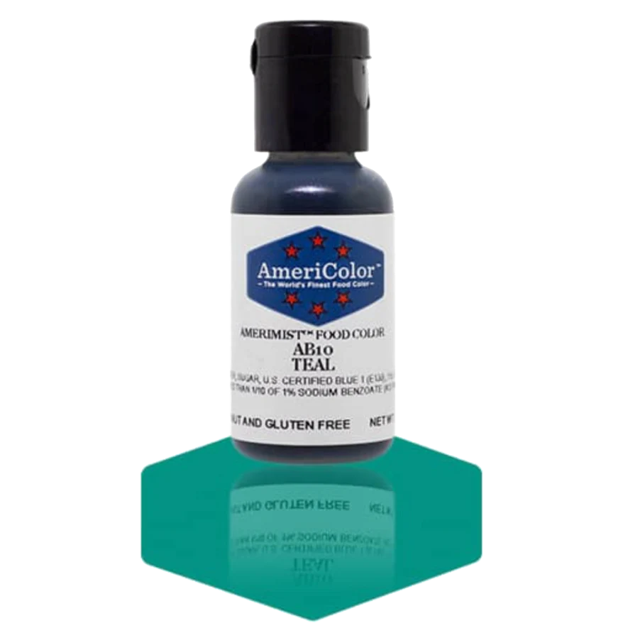 Food Colors - AmeriMist - Teal - 0.65oz - AB10 - Airbrush Food Color by: AmeriColor - AmeriColor - - airbrush,ALL,AmeriColor,AmeriMist,color,edible,Food Color,Food Coloring,Food Colors,liquid food coloring,Promocode,spray-on
