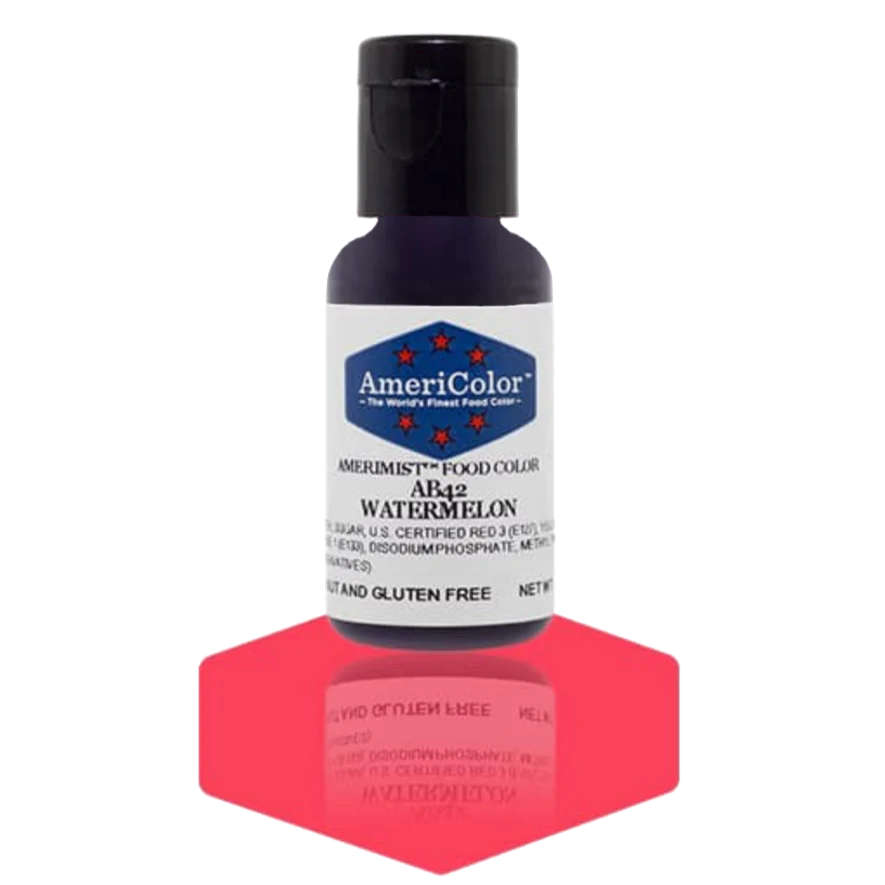 Food Colors - AmeriMist - Watermelon - 0.65oz - AB42 - Airbrush Food Color by: AmeriColor - AmeriColor - - airbrush,ALL,AmeriColor,AmeriMist,color,edible,Food Color,Food Coloring,Food Colors,liquid food coloring,Promocode,spray-on