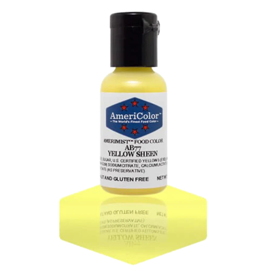 Food Colors - AmeriMist - Yellow Sheen - 0.65oz - AB77 - Airbrush Food Color by: AmeriColor - AmeriColor - - airbrush,ALL,AmeriColor,AmeriMist,color,edible,Food Color,Food Coloring,Food Colors,liquid food coloring,Promocode,spray-on