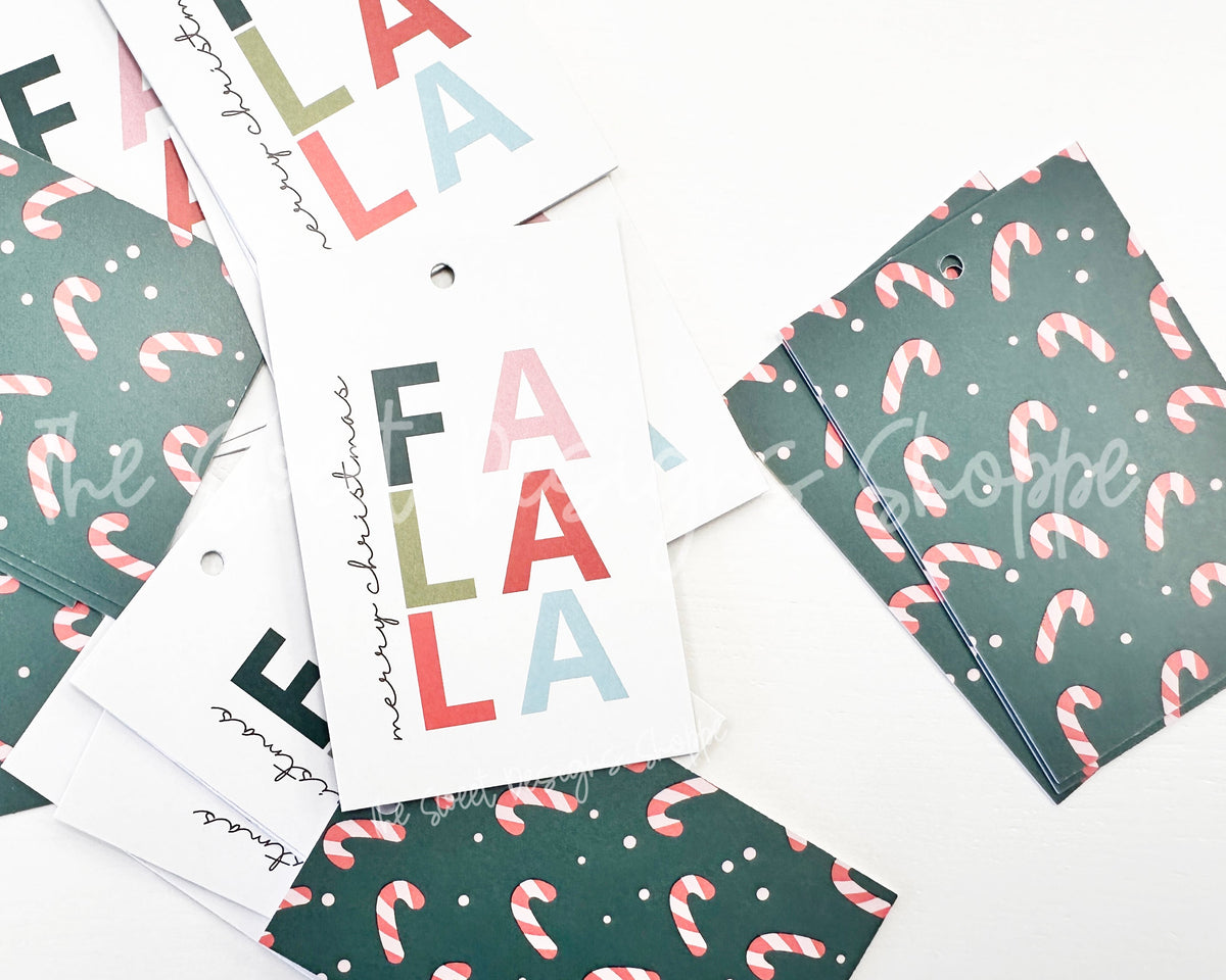 Gift Tag - Gift Tag: FALALA 2" x 3" - Set of 25 Tags , Pre-punched hole. - The Sweet Designs Shoppe - TSDS - - ALL,Christmas,Christmas / Winter,Christmas Cookies,Gift Tag,Printed tag,Promocode,TAG,Tags