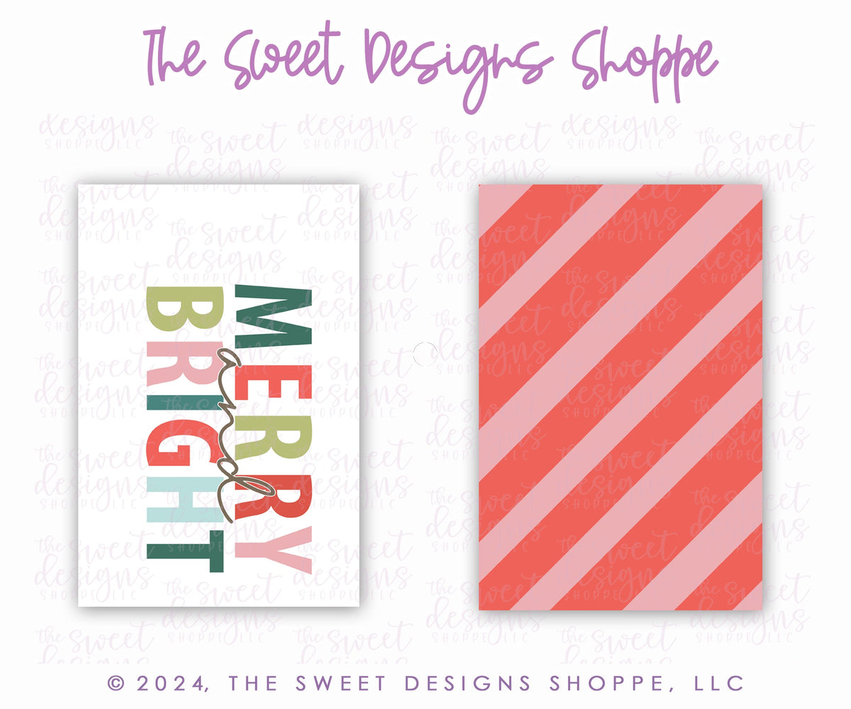 Gift Tag - Gift Tag: MERRY and BRIGHT 2" x 3" - Set of 25 Tags , Pre-punched hole. - The Sweet Designs Shoppe - TSDS - - ALL,Christmas,Christmas / Winter,Christmas Cookies,Gift Tag,Printed tag,Promocode,TAG,Tags