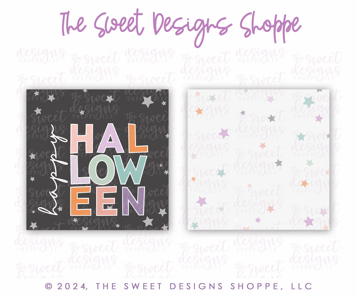 Gift Tag - Gift Tags: happy HALLOWEEN 2" x 2" - Set of 25 Tags , Pre-punched hole. - The Sweet Designs Shoppe - TSDS - - ALL,Gift Tag,halloween,Printed tag,Promocode,TAG,Tags