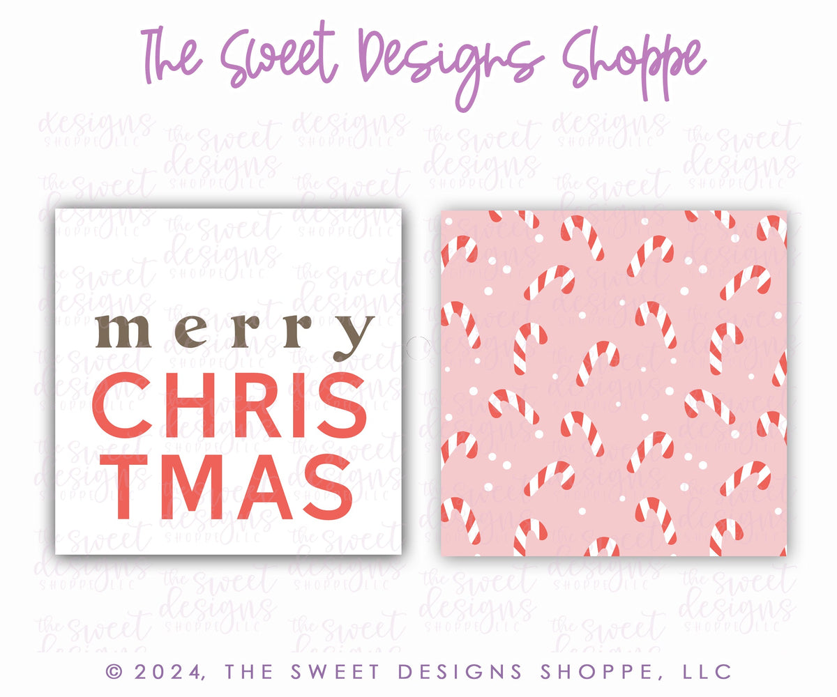 Gift Tag - Gift Tags: merry CHRISTMAS Candy Cane 2" x 2" - Set of 25 Tags , Pre-punched hole. - The Sweet Designs Shoppe - TSDS - - ALL,Christmas,Christmas / Winter,Gift Tag,Printed tag,Promocode,TAG,Tags
