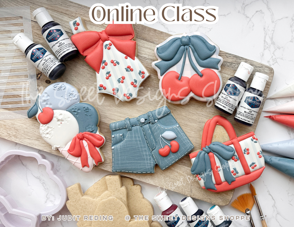 Online Class - ONLINE CLASS - Cherry Chic Cookie Decorating Class - The Sweet Designs Shoppe - TSDS - - 4th,4th July,4th of July,ALL,online class,Patriotic,Promocode,USA
