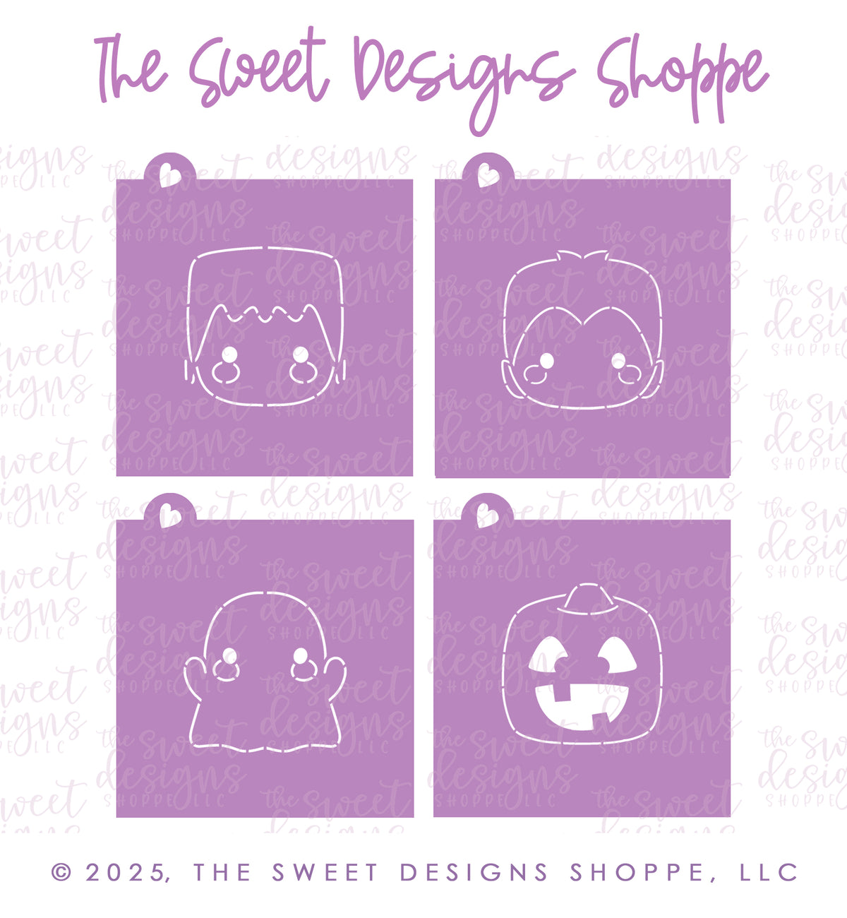 Online Class - Online Course - Cute & Spooky Beginners Cookie Decorating Online Course - The Sweet Designs Shoppe - TSDS - Stencils Only - Set of 4 Stencils for MidSize Class Cutters - 3"Max - Stencils Only - ALL,halloween,online class,Online Course,Promocode,STL