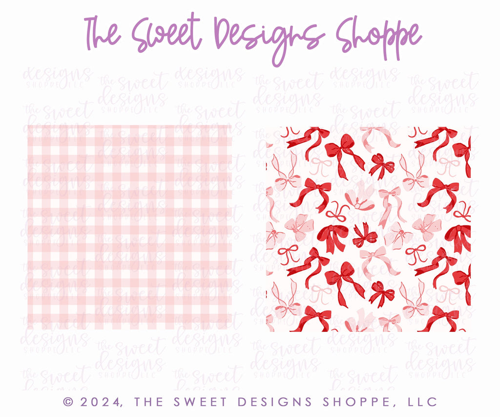 Printed Box Backer - Printed Box Backer : Red & Pink Bows/Pink Plaid - Set of 25 Backers ( Select Size) - The Sweet Designs Shoppe - TSDS - - ALL,back,backers,box backers,boxbacker,Clearance,Heart,Hearts,PrintedBoxBacker,Promocode,valentine,Valentine's