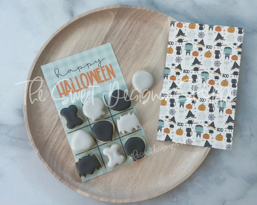 Printed Box Backer - Printed Box Backer : TicTacToe "happy HALLOWEEN" - Set of 25 Backers - The Sweet Designs Shoppe - TSDS - - ALL,back,backers,box backers,boxbacker,Clearance,halloween,PrintedBoxBacker,Promocode,Tic tac Toe