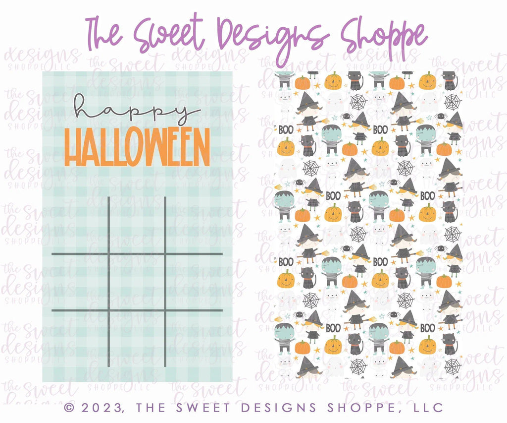 Printed Box Backer - Printed Box Backer : TicTacToe "happy HALLOWEEN" - Set of 25 Backers - The Sweet Designs Shoppe - TSDS - - ALL,back,backers,box backers,boxbacker,Clearance,halloween,PrintedBoxBacker,Promocode,Tic tac Toe