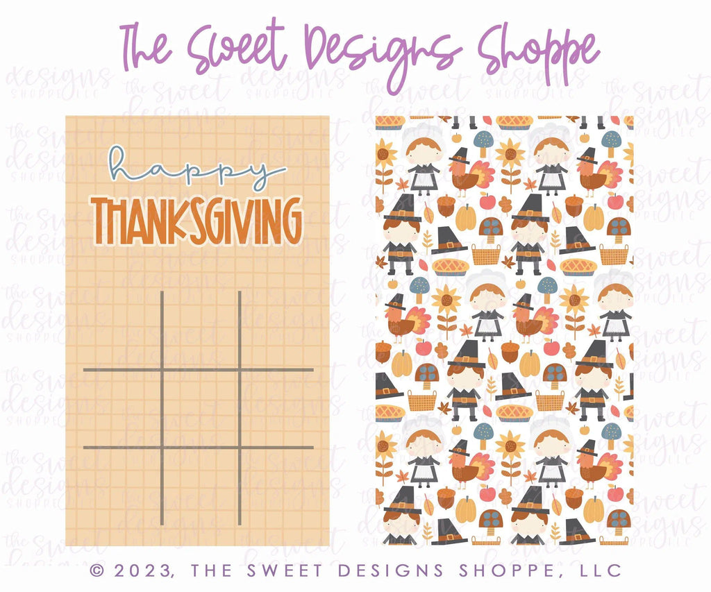 Printed Box Backer - Printed Box Backer : TicTacToe "happy Thanksgiving" - Set of 25 Backers - The Sweet Designs Shoppe - 4-1/2" x 7-1/2" (Set of 25 Printed Backers) - ALL, back, backers, box backers, boxbacker, Fall / Thanksgiving, PrintedBoxBacker, Promocode, thanksgiving, Tic tac Toe