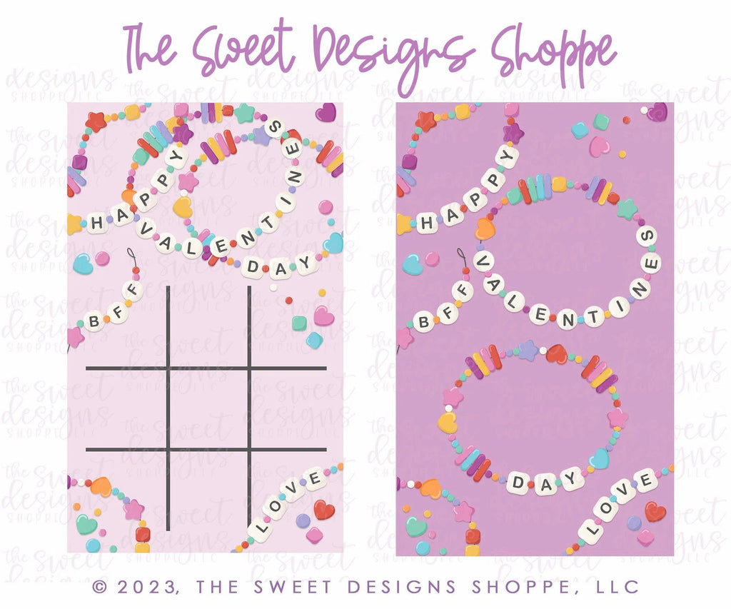 Printed Box Backer - Printed Box Backer : TicTacToe "Valentine's Bracelet" - Set of 25 Backers - The Sweet Designs Shoppe - 4-1/2" x 7-1/2" (Set of 25 Printed Backers) - ALL, back, backers, box backers, boxbacker, PrintedBoxBacker, Promocode, Taylor Swift, Tic tac Toe, TS, valentine, valentines