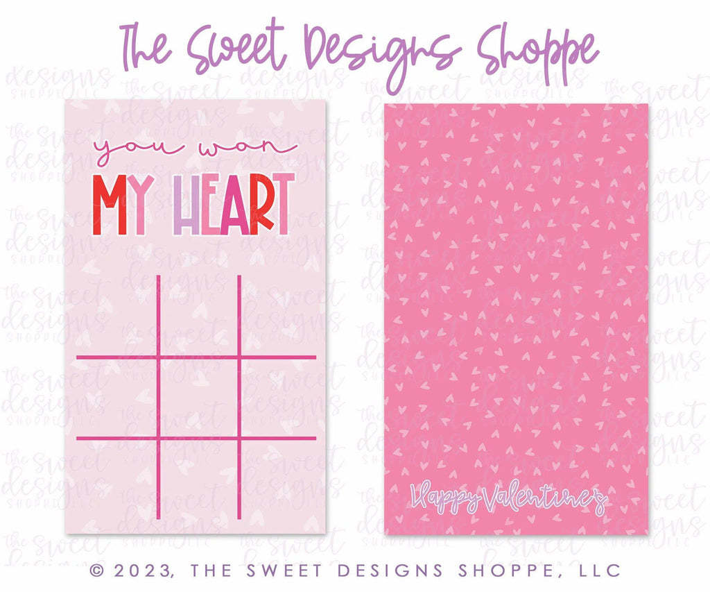 Printed Box Backer - Printed Box Backer : TicTacToe "you won MY HEART" - Set of 25 Backers - The Sweet Designs Shoppe - 4-1/2" x 7-1/2" (Set of 25 Printed Backers) - ALL, back, backers, box backers, boxbacker, PrintedBoxBacker, Promocode, Tic tac Toe, valentine, valentines