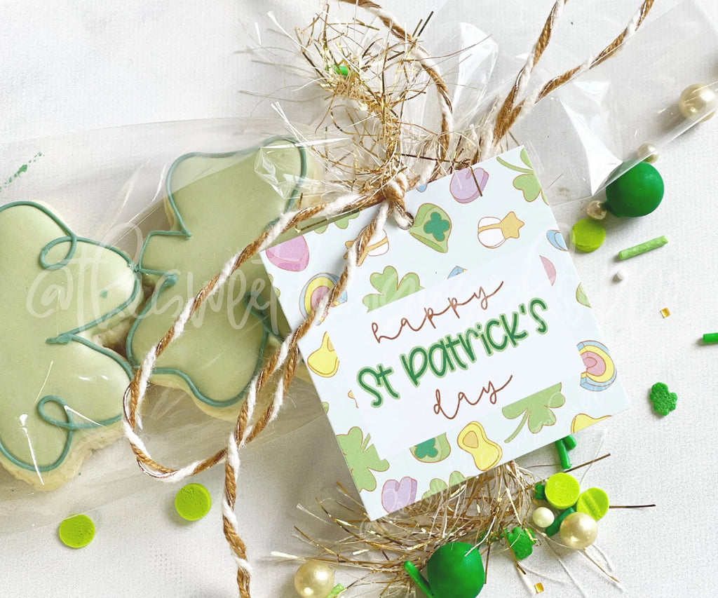 Printed TAG - Printed Tag: Happy St Patrick's Day 2"x 2" - Set of 25 Tags , Pre-punched hole. - Sweet Designs Shoppe - - ALL, patrick, patrick's, Printed tag, Promocode, ST PATRICK, St. Patricks, TAG, Tags