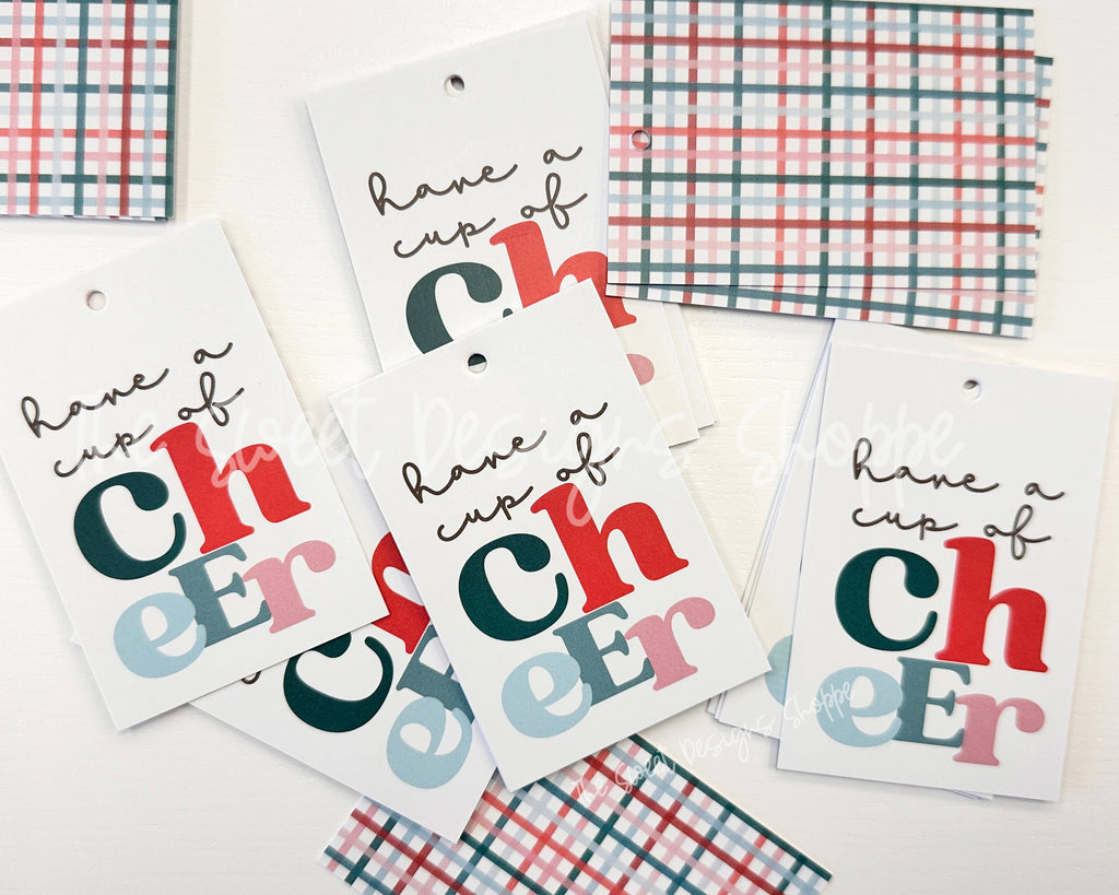 Printed TAG - Printed Tag: have a cup of cheEr 2" x 3" - Set of 25 Tags , Pre-punched hole. - The Sweet Designs Shoppe - - ALL, Christmas, Christmas / Winter, Christmas Cookies, new, Printed tag, Promocode, TAG, Tags