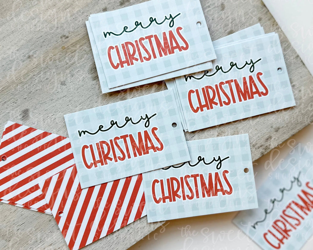 Printed TAG - Printed Tag: Merry Christmas Plaid 2" x 3" - Set of 25 Tags , Pre-punched hole. - Sweet Designs Shoppe - - ALL, Christmas, Christmas / Winter, Christmas Cookies, Printed tag, Promocode, TAG, Tags