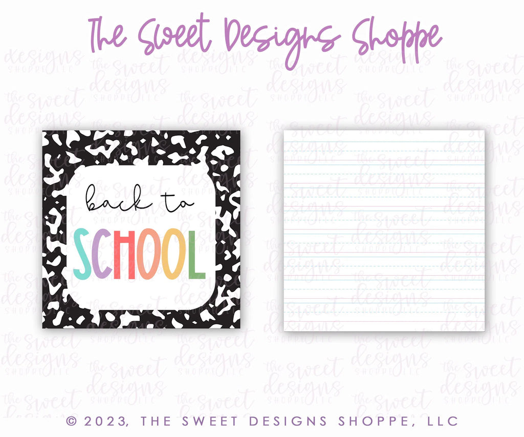 Printed TAG - Printed Tags: "Back to School" 2" x 2" - Set of 25 Tags , Pre-punched hole. - Sweet Designs Shoppe - - ALL, back to school, Printed tag, Promocode, School, School / Graduation, school supplies, TAG, Tags, Teach, Teacher, Teacher Appreciation