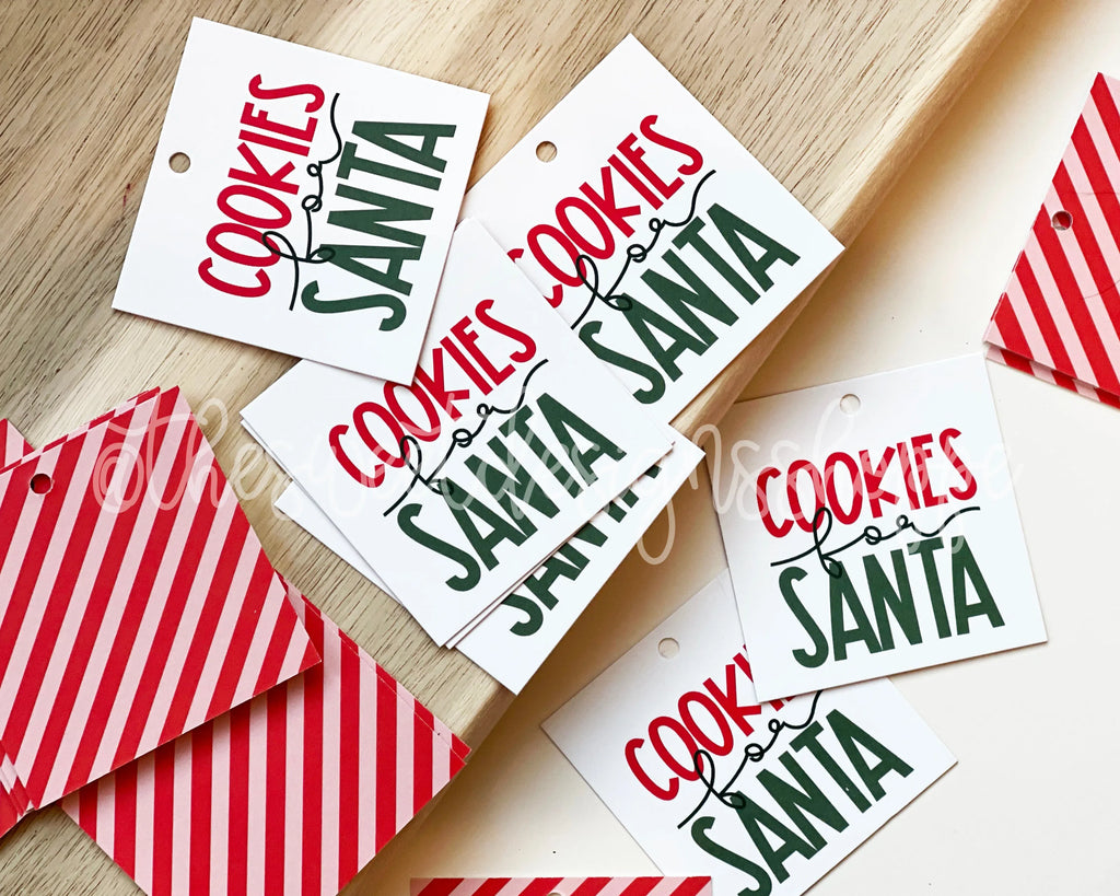 Printed TAG - Printed Tags: Cookies for Santa 2" x 2" - Set of 25 Tags , Pre-punched hole. - Sweet Designs Shoppe - - ALL, Christmas, Christmas / Winter, Printed tag, Promocode, TAG, Tags