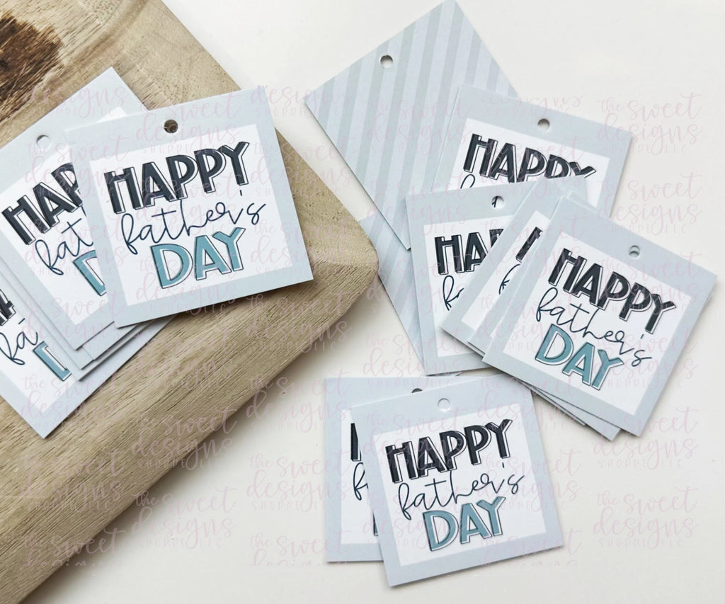 Printed TAG - Printed Tags: "Happy Father's Day" 2" x 2" - Set of 25 Tags , Pre-punched hole. - Sweet Designs Shoppe - - ALL, Father, father's day, grandfather, mother, Printed tag, Promocode, TAG, Tags