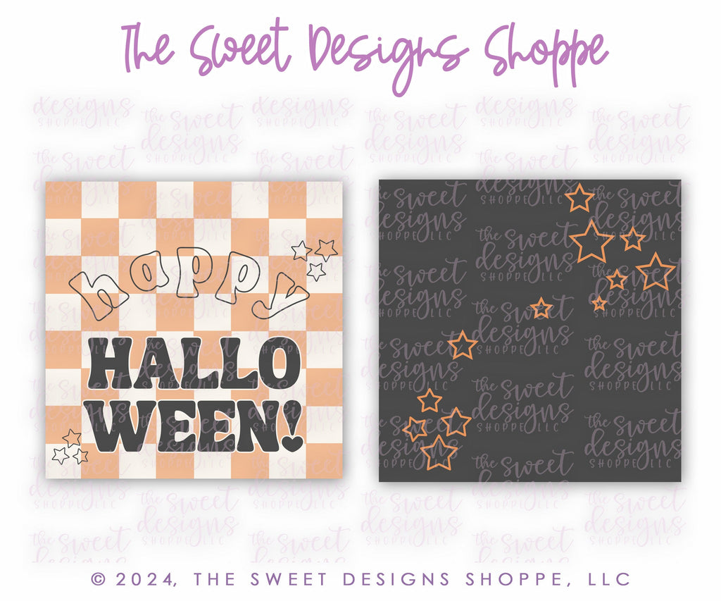 Printed TAG - Printed Tags: happy HALLOWEEN! 2" x 2" - Set of 25 Tags , Pre-punched hole. - The Sweet Designs Shoppe - - ALL, halloween, new, Printed tag, Promocode, TAG, Tags